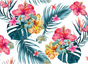 4059432187502 - LIVING WALLS Fototapete Designwalls Tropical Art 1 Tapeten Vlies Wand Schräge Decke Gr B L 35 m x 255 m bunt (blau rosa weiß) Fototapeten Blumen Tapeten