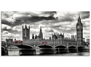 4055327260404 - Glasbild ARTLAND London Westminster Bridge & Red Buses Bilder Gr B H 100 cm x 50 cm Glasbild Großbritannien Querformat 1 St schwarz Bild Glasbild Glasbilder Bilder in verschiedenen Größen