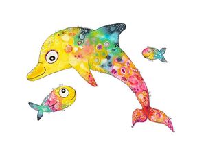 4063129116089 - Wandtattoo WALL-ART Lebensfreude Delfin Fische Wandtattoos Gr B H T 110 cm x 80 cm x 01 cm bunt Wandtattoos Wandsticker selbstklebend entfernbar