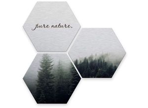 4063129122028 - Mehrteilige Bilder WALL-ART Silber Effekt Pure Nature Wald Gr B H T 25cm x 0cm x 22cm Pflanzen 3 St bunt (mehrfarbig) Metallschild Collage