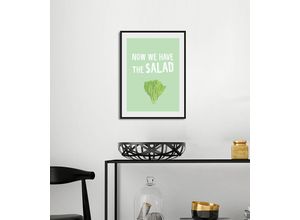 4049009933892 - Bild QUEENCE NOW WE HAVE THE SALAD Bilder Gr B H 50 cm x 70 cm Wandbild Schriftzug Hochformat 1 St grün Kunstdrucke