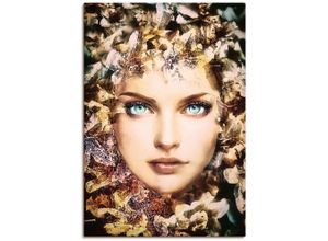 4062144741108 - Wandbild ARTLAND Blumenfee Bilder Gr B H 50 cm x 70 cm Leinwandbild Bilder von Frauen Hochformat 1 St beige (naturfarben) Kunstdrucke als Alubild Leinwandbild Wandaufkleber oder Poster in versch Größen