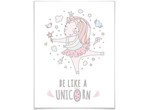 4063129148028 - Poster WALL-ART Kvilis Einhorn Ballerina Prinzessin Bilder Gr B H T 120 cm x 100 cm x 01 cm Kinder 1 St bunt Poster Bilder Poster Wandbild Bild Wandposter