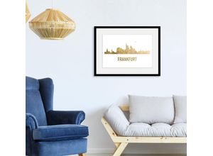 4049009837961 - Bild QUEENCE Frankfurt Skyline GOLD Bilder Gr B H 50 cm x 40 cm Wandbild Städte Querformat 1 St goldfarben Bild Kunstdruck Bilder mit Rahmen