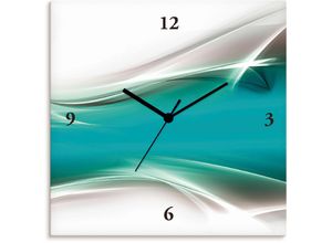 4059745714778 - Wanduhr ARTLAND Kreatives Element Wanduhren Gr B H T 30 cm x 30 cm x 17 cm Funkuhr blau (petrol) Wanduhren wahlweise mit Quarz- oder Funhuhrwerk lautlos ohne Tickgeräusche