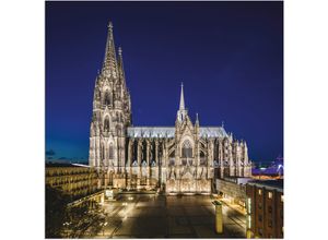 4062144360026 - Wandbild ARTLAND Kölner Dom am Abend Bilder Gr B H 70 cm x 70 cm Alu-Dibond-Druck Gebäude quadratisch 1 St blau Bild Poster Bilder als Alubild Leinwandbild Wandaufkleber oder in versch Größen