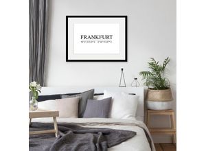 4049009837466 - Bild QUEENCE FRANKFURT Bilder Gr B H 70 cm x 50 cm Wandbild Städte Querformat 1 St weiß Bild Kunstdruck Bilder mit Rahmen