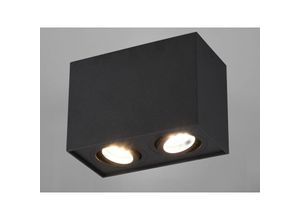 4260647056266 - Meinewunschleuchte - Eckiger led Deckenstrahler mit zwei schwenkbaren Spots schwarz matt