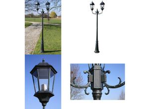 8721115701089 - Vidaxl - Gartenlaterne 2-flammig 230 cm Dunkelgrün Schwarz Aluminium - Gartenleuchte - Gartenleuchten - Home & Living - Grün