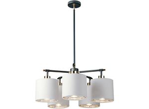 5024005011156 - Elstead - Lighting BALANCE5-BKPN Kronleuchter balance E27 5x40W Stahl schwarzer polierter Nickel Acryl Polycotton weiß silber L552cm H25cm