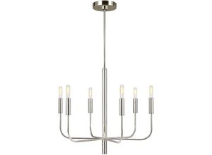 5024005005315 - FE-BRIANNA6-PN Kronleuchter brianna E14 6x60W Stahl Nickel poliert Leinen H531cm B61cm dimmbar - Feiss