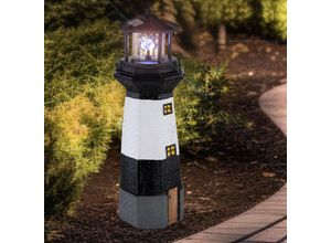 9007371503933 - - Solar Leuchtturm Außen wetterfest Leuchtturm Solar für draussen Leuchtturm Deko mit Licht Akku schwarz weiß klar led kaltweiß DxH 13x38 cm