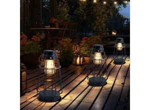 4059157385320 - Etc-shop - Laterne Silber Solarlampen für Außen Outdoor Laterne Wetterfest Akku Maritim Metall altsilber 1x led 006W 3000K DxH 16x27 cm 3er Set