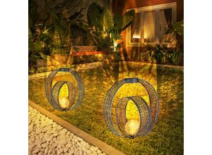 9007371509904 - Solarlampe orientalische Kugel Dekoleuchte Garten Solar Solarlampe Metall für Außen Crackle Glas Erdspieß 1x led 006W warmweiß LxBxH 30x20x42