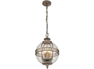 4255596729804 - Außenlampe Aluminium Glas 305 cm breit H max 2362 cm IP44 in Bronze brüniert E14 3-flammig rund