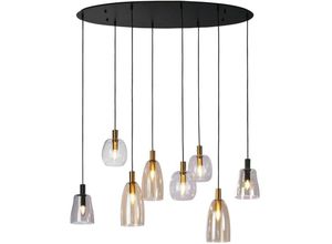 4255596673022 - Licht-erlebnisse - Pendelleuchte Metall Rauchglas h max 140 cm Schwarz Bernstein Rauchgrau E14 rund Vintage 4255596673022 - Licht-erlebnisse - Pendelleuchte Metall Rauchglas h max 140 cm Schwarz Bernstein Rauchgrau E14 rund Vintage