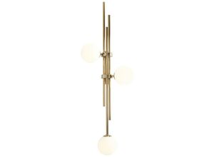 4255596686022 - Licht-erlebnisse - Wandleuchte Metall Glas h 114 cm in Gold Weiß E14 3-flammig Kugelschirm rund Modern