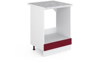 4251421935693 - Herdschrank R-Line 60 cm Weiß Bordeaux-Rot Hochglanz modern Arbeitsplatte Vicco