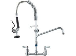 0197988394150 - Mophorn - vevor Kommerzieller Wasserhahn mit Vorspülbrause 63 cm Höhe 305 mm Schwenkauslauf Wandmontage Küchenspülenhahn Messingkonstruktion mit