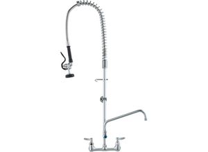 0197988388715 - Vevor Kommerzieller Wasserhahn mit Vorspülbrause 111 cm Höhe 203 mm Mitte 305 mm Schwenkauslauf Wandmontage Küchenspülenhahn Messingkonstruktion