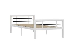 8719883888750 - Bonnevie - BettgestellSchlafzimmerbett Weiß und Schwarz Metall 100 × 200 cm vidaXL