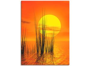 4055327840736 - Wandbild ARTLAND Sonnenuntergang mit Schilf Bilder Gr B H 45 cm x 60 cm Leinwandbild Sonnenaufgang & -untergang 1 St orange Bild Kunstdruck Kunstdrucke Bilder als Leinwandbild Wandaufkleber oder Poster in versch Größen