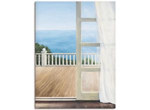 4055327148696 - Wandbild ARTLAND Veranda mit Meerblick Bilder Gr B H 60 cm x 80 cm Leinwandbild Fensterblick 1 St blau Bild Poster Bilder als Alubild Leinwandbild Wandaufkleber oder in versch Größen