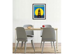 4067437345193 - Bild QUEENCE Stockholm Bilder Gr B H 40 cm x 50 cm Wandbild Stadt Hochformat 1 St gelb Kunstdrucke gerahmt