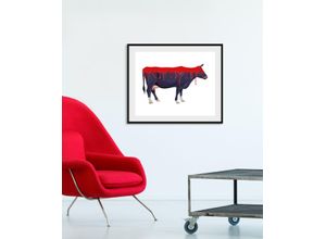 4049009842262 - Bild QUEENCE Bloody Cow Bilder Gr B H 50 cm x 40 cm Wandbild Kuh Querformat 1 St rot Bild Kunstdruck Bilder mit Rahmen