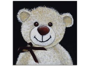 4058661839596 - Glasbild ARTLAND Teddybär Bilder Gr B H 40 cm x 40 cm Glasbild Spielzeuge quadratisch 1 St beige (naturfarben) Bild Glasbild Glasbilder Bilder in verschiedenen Größen