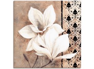 4062144596937 - Wandbild ARTLAND Klassische Magnolien Bilder Gr B H 70 cm x 70 cm Leinwandbild Blumenbilder quadratisch 1 St beige (naturfarben) Kunstdrucke als Alubild Leinwandbild Wandaufkleber oder Poster in versch Größen