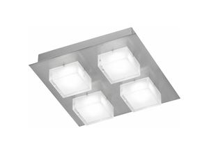 4003474273495 - Wofi - Deckenleuchte led 4 Flammig Wohnzimmerlampe Decke Modern Deckenlampe Glas weiß quadratisch 4x led 3W 240Lm warmweiß LxBxH 26 x 26 x 65 cm