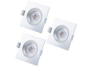 4002707318316 - Einbaustrahler Deckenlampe Badezimmer Einbauspot LED in silber Metall quadratisch IP23 LED 5W 350lm warmweiß LxBxH 9x9x43 cm 3er Set