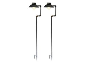 4059157060609 - 2er Set led Solar Außen Lampen Garten Weg Beleuchtungen Erdspieß Steck Leuchten antik schwarz