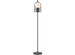 4003474390154 - Wofi - Stehleuchte schwarz Standlampe Glas Stehlampe Wohnzimmer Metall rauchfarben 1x E27 LxH 26 x 157 cm 11301