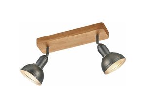 4059157281493 - Etcshop - Deckenstrahler Holz 2 flammig Spotleuchte schwenkbar Deckenlampe Spots Vintage nickel antik 2x E14 LxH 33 x 20 cm