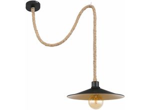 4059157285590 - Hängeleuchte Seillampe Hanfseil gold schwarz Landhausstil Wohnzimmer Pendelleuchte Deckenlampe verstellbar Hanfseil Metall 1x E27 Fassung DxH