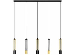 5902349231259 - Helam Lighting - Helam bars Gerade Stangen-Pendel-Deckenleuchte Schwarz Gold 120cm