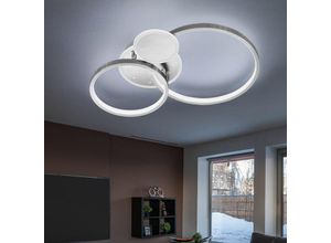 4059157318557 - Deckenleuchte led Ring dimmbar Deckenlampe Ringe silber dimmbare Deckenleuchte Wohnzimmer 3 Stufen Metall 325W 2100Lm warmweiß LxBxH 54x38x9 cm