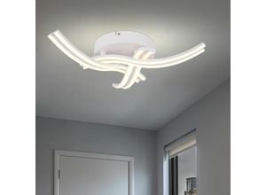 4059157243002 - Wohnzimmer LED Deckenleuchte Deckenlampe 3 flammig Wohnzimmerlampe modern Metall weiß opal geschwungen 1x LED 40W 2400Lm 3000K DxH 54x10 cm