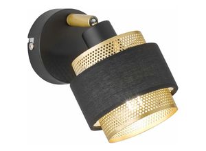 4003474394404 - Wandlampe Schlafzimmerleuchte Küchenlampe Wandlampe mit schwenkbarem Spot Modern Stahl Textil schwarz gold 1x E14 Fassung LxBxH 10x185x13 cm