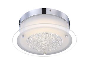 4059157196858 - Etc-shop - Deckenleuchte led Deckenlampe Kristalle Wohnzimmer Deckenlampen mit satiniertem Glasschirm Metall Chrom 1x led 12W 1320 lm warmweiß DxH