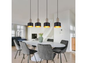 4059157238787 - Etc-shop - Design Decken Pendel Lampe schwarz gold Wohn Ess Zimmer Beleuchtung Hänge Leuchte