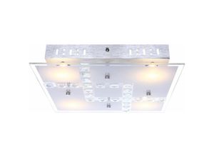 4059157217669 - Deckenleuchte Kristalle Wohnzimmerlampe Decke Deckenlampe Glas Alu 4x LED 5W 400Lm warmweiß LxBxH 32x32x65 cm