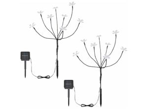 4059157315303 - Etc-shop - Solarleuchte Solarlampen für Außen Gartendeko Outdoor Solar Lampe mit bunte Blumen 8 Blüten Metall Glas 8x led h 62 cm 2er Set