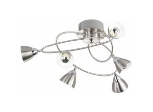 4003474332574 - Wofi - Deckenlampe Deckenleuchte Esszimmerlampe Designlampe 6-flammig geschwungen Metall silber led 45W 320lm 3000K LxH 565x28 cm