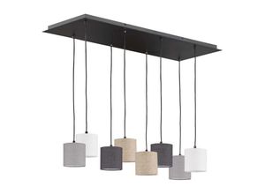 4003694609562 - 60956 Hängeleuchte isko 8xE14 25W Metall sandschwarz Leinen innen pvc hellgrau weiß L115cm B38cm H140cm dimmbar - Fischer&honsel 4003694609562 - 60956 Hängeleuchte isko 8xE14 25W Metall sandschwarz Leinen innen pvc hellgrau weiß L115cm B38cm H140cm dimmbar - Fischer&honsel