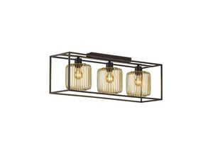 4003694213578 - Fischer&honsel - Deckenleuchte Wohnzimmerleuchte 3-Flammig Metall Schwarz Gold l 83 cm