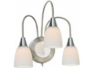 4059157341531 - Etcshop - Wandleuchte 3 flammig Wandlampe Glas opal led Wohnzimmerleuchte mit Schalter nickel-matt Chrom Kippschalter 3x 5W 420lm warmweiß h 315