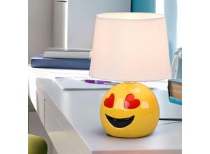 4059157343696 - Etc-shop - Keramik Tischlampe für Schlafzimmer Nachttischlampe Wohnzimmerlampe Tischlampe Modern Emoji mit Herzaugen gelb Textil weiß E14 Fassung 4059157343696 - Etc-shop - Keramik Tischlampe für Schlafzimmer Nachttischlampe Wohnzimmerlampe Tischlampe Modern Emoji mit Herzaugen gelb Textil weiß E14 Fassung